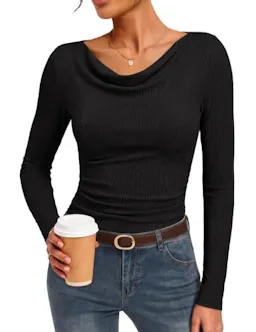 Women's Cowl Neck Long Sleeve Top