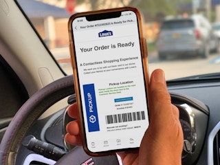 cellphone being held in car with lowes email