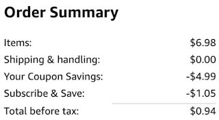 a cart ending in $0.94
