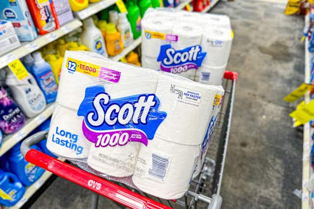 Scott 1000 12-Count Toilet Paper, Just $6.49 at CVS (New Ibotta Rebate) card image