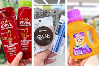 collage with loreal, covergirl, and arm and hammer products