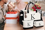 initial canvas bag gift set