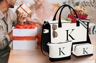 initial canvas bag gift set