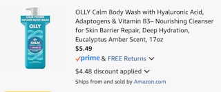 Olly body wash Amazon receipt