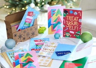 Christmas cards on a table 