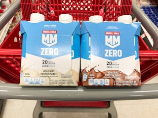 muscle milk protein shakes on a target cart