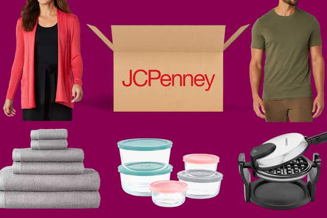 JCPenney Bestsellers: $3 Bath Towels, $10 Sheet Sets, and More on Sale card image