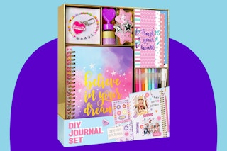 Nollh DIY Journal Kit for Girls on a purple background.