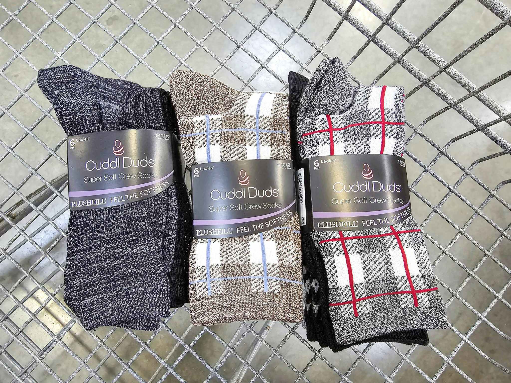 packs of socks in a cart