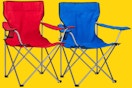 dollar general foldable quad chairs on yellow background