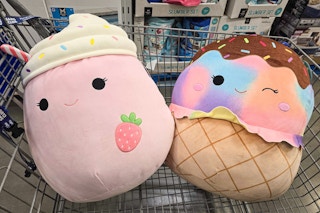 large squishmallows in a cart