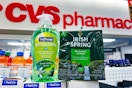 softsoap hand soap next to a 3-pack of irish spring bar soap with a cvs pharmacy sign in the background