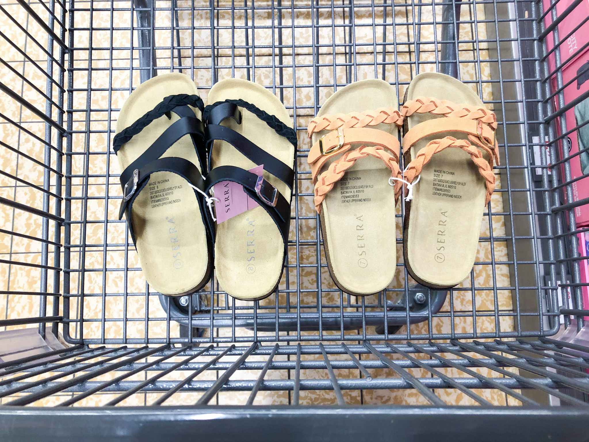 aldi serra ladies footbed sandals in cart