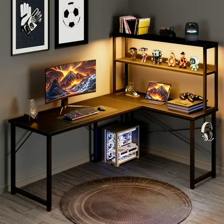 L-Shaped Desk with Power Outlets