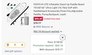 paddle board Amazon receipt