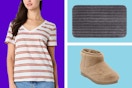 JCPenney clearance pajama pants, boots, and bag. 