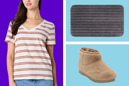 JCPenney clearance pajama pants, boots, and bag. 