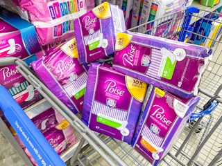 Poise Liners products in Walmart shopping cart