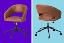 barrel back swivel office chairs sitting side by side