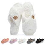 Women's Fuzzy Open Toe Slippers