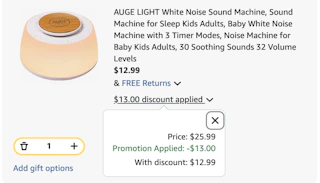 white noise sound machine Amazon receipt