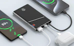 a power bank charging multiple devices