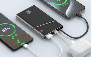 a power bank charging multiple devices