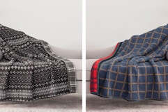 2 lifestyle images of Berkshire Throw Blankets in different prints