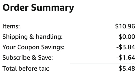 an amazon order summary ending in $5.48
