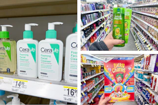 collage with garnier, cerave, and lucky charms products
