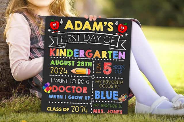 First Day of School Sign, Just $6.49 on Amazon card image