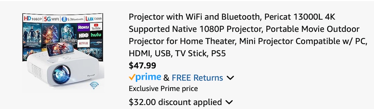 projector Amazon receipt