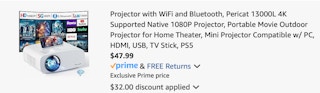 projector Amazon receipt