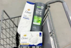 dove body washes in a walgreens shopping cart