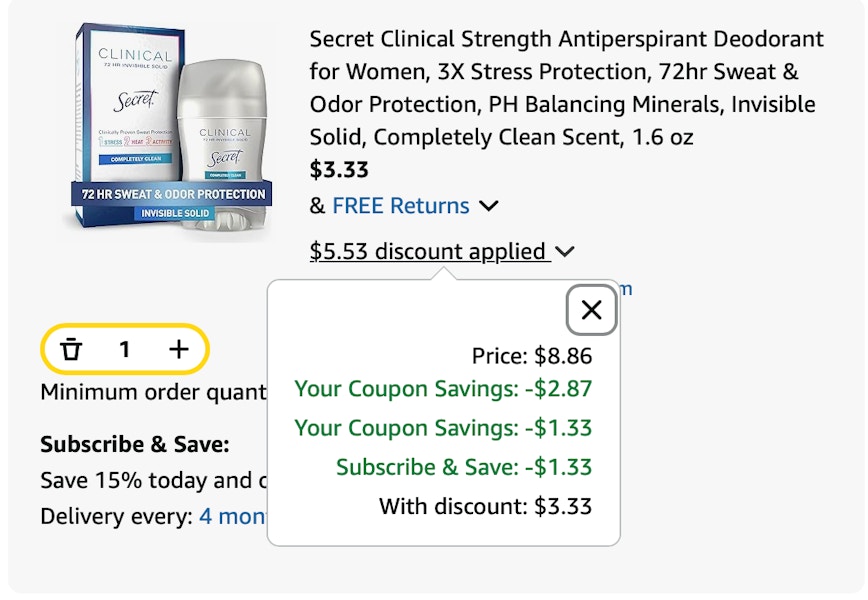 deodorant Amazon receipt