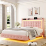 Full Size Floating Bed with LED Lights