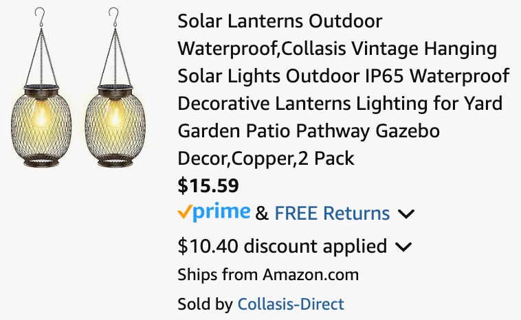 a solar lantern cart ending in $15.59