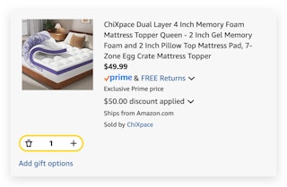 Dual Layer 4 Inch Memory Foam Mattress Topper Queen