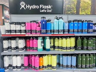 a display of multi colored hydroflasks