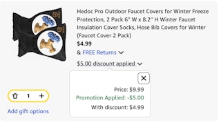 outdoor faucets Amazon receipt