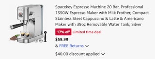 Espresso machine Amazon receipt