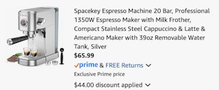Espresso machine Amazon receipt