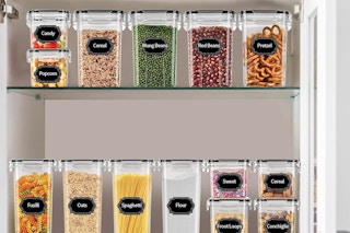 Food storage containers on a shelf