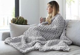 Linens & Hutch Oversized Chunky Knit Throw Blanket, Only $56 (Reg. $200)  card image