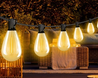 warm string lights outside