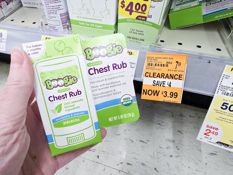 chest rub with a $3.99 clearance sign