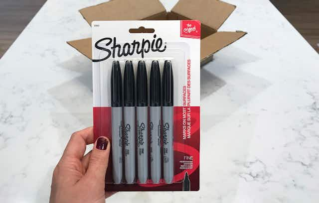 Sharpie 5-Count Black Permanent Markers, Now $3.41 on Amazon card image