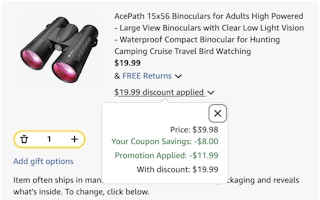 binoculars Amazon receipt