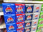 pepsi twelve packs stacked in walgreens