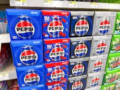 pepsi twelve packs stacked in walgreens